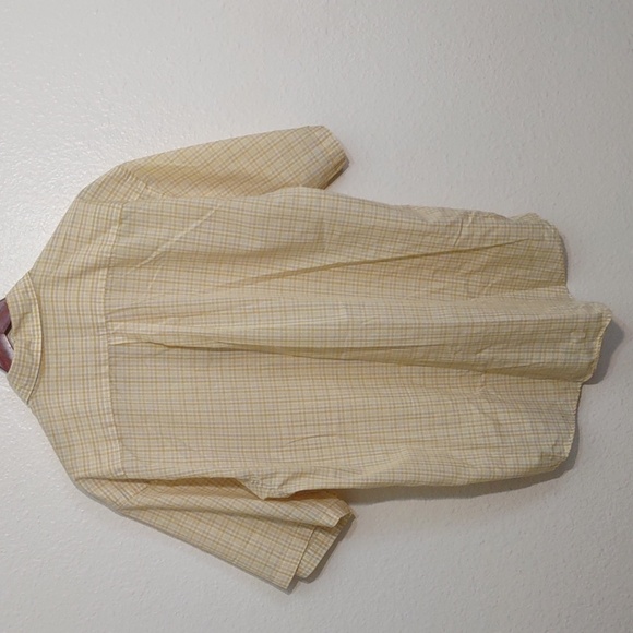 USED VAN HEUSEN BUTTON DOWN YELLOW CHECKERED SHIRT SHORT SLEEVE L 16-16 1/2 - Picture 10 of 12